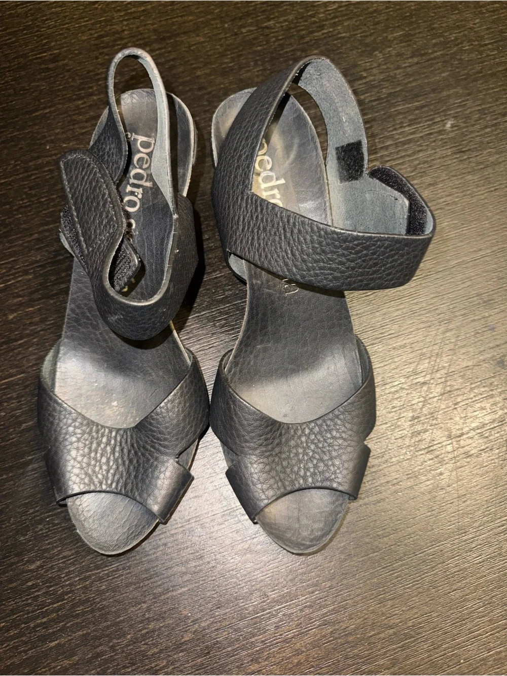 Pedro Garcia Black Leather Cross-Strap Sandals